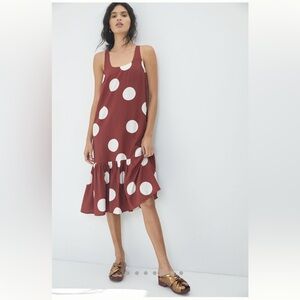 ANTHROPOLOGIE Michaela Flounced Polka Dot Maxi Dress Size Small